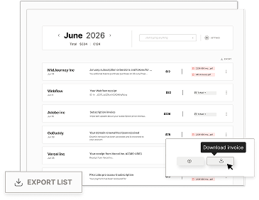 McTyson invoice feed — June 2026, with download and export